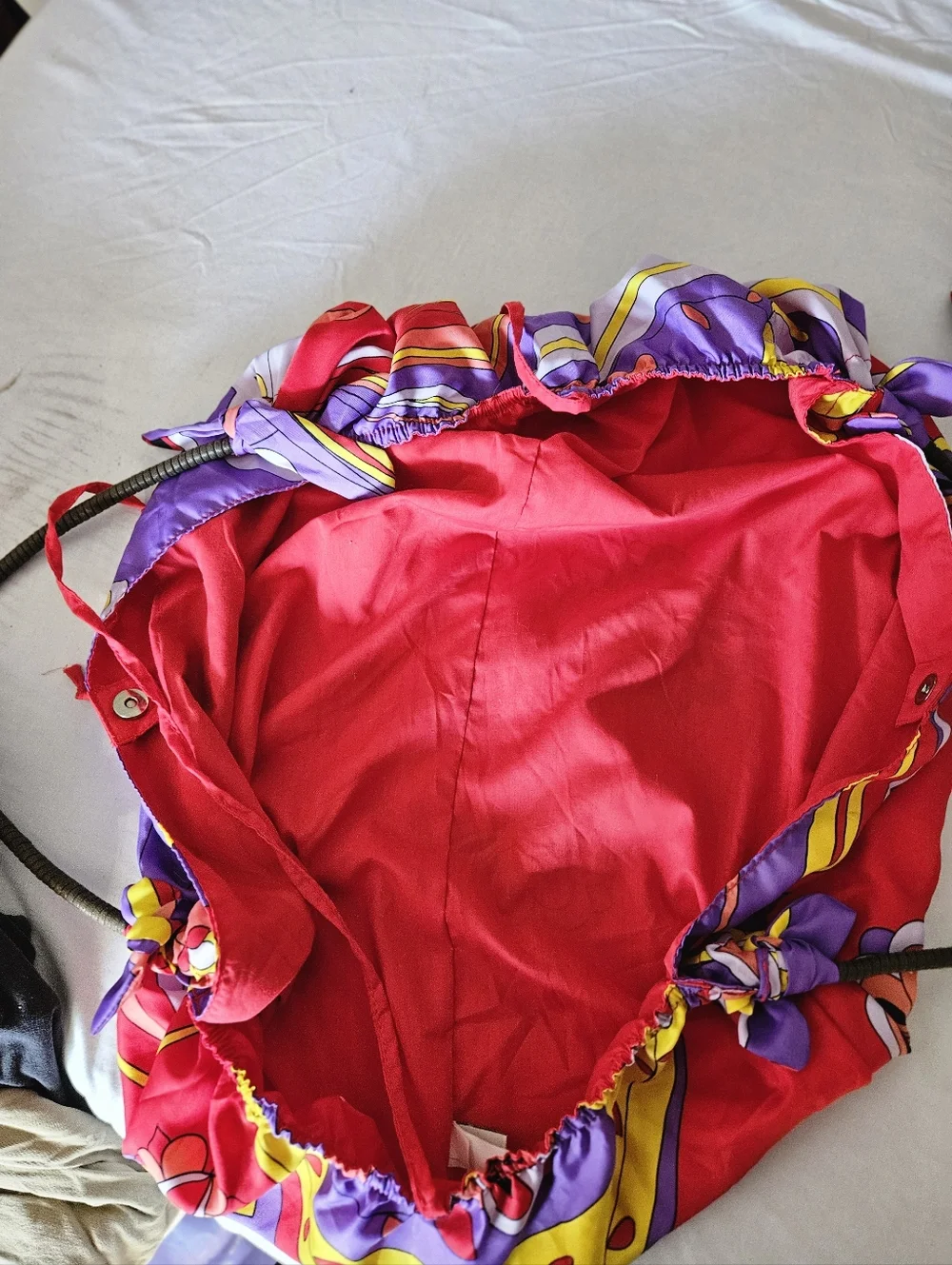 Women's Floral Red Scarf-Style Shoulder Bag